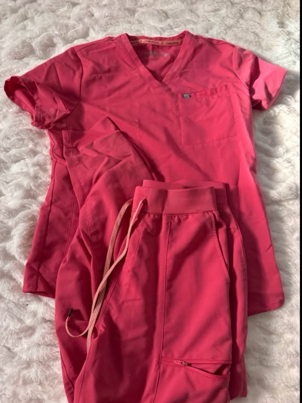 Fabletics Women's V-Neck Top and Drawstring Jogger Set - Hot Pink